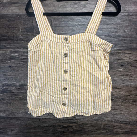 J. Crew Yellow White Buttoned Crop Tank Top - Picture 1 of 7